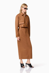 CURAAE Aroha Suede Cropped Jacket in Brown