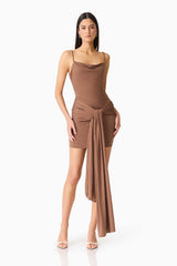 CURAAE Gizelle Mini Dress in Brown