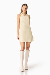 CURAAE Lavelle Halter Mini Dress in Lemon Yellow