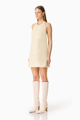 CURAAE Lavelle Halter Mini Dress in Lemon Yellow