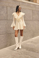 CURAAE Maribelle Long Sleeve Mini Dress in Lemon Yellow
