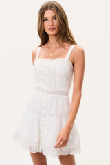 Charlize Cotton Mini Dress - OPTIC WHITE