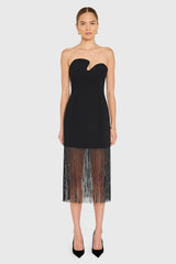 Strapless Puzzle Dress with Fringe