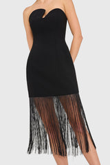 Strapless Puzzle Dress with Fringe