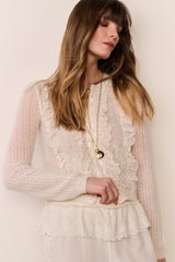 Melisse Eyelet Ruffle Cardigan