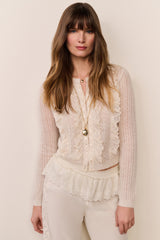 Melisse Eyelet Ruffle Cardigan