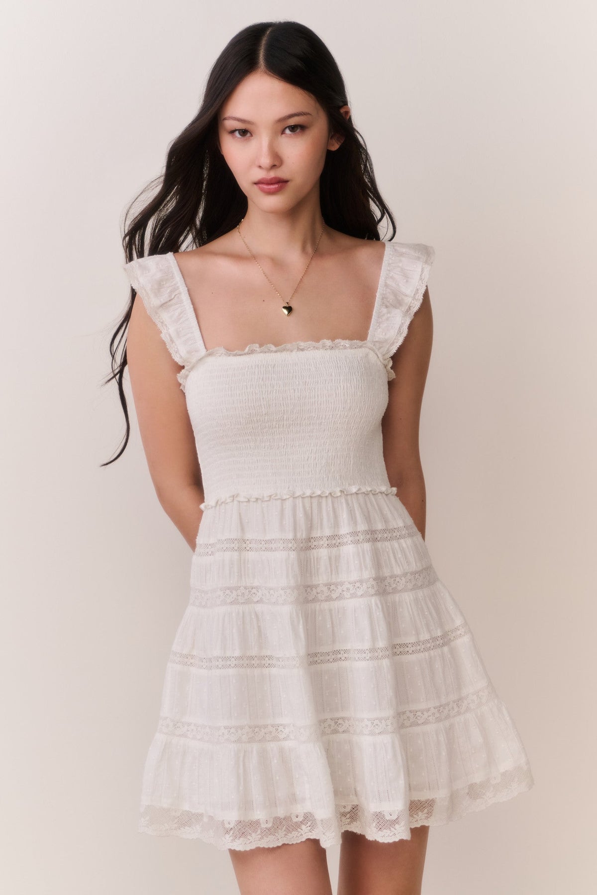 Colbera Lace-Trimmed Cotton Mini Dress