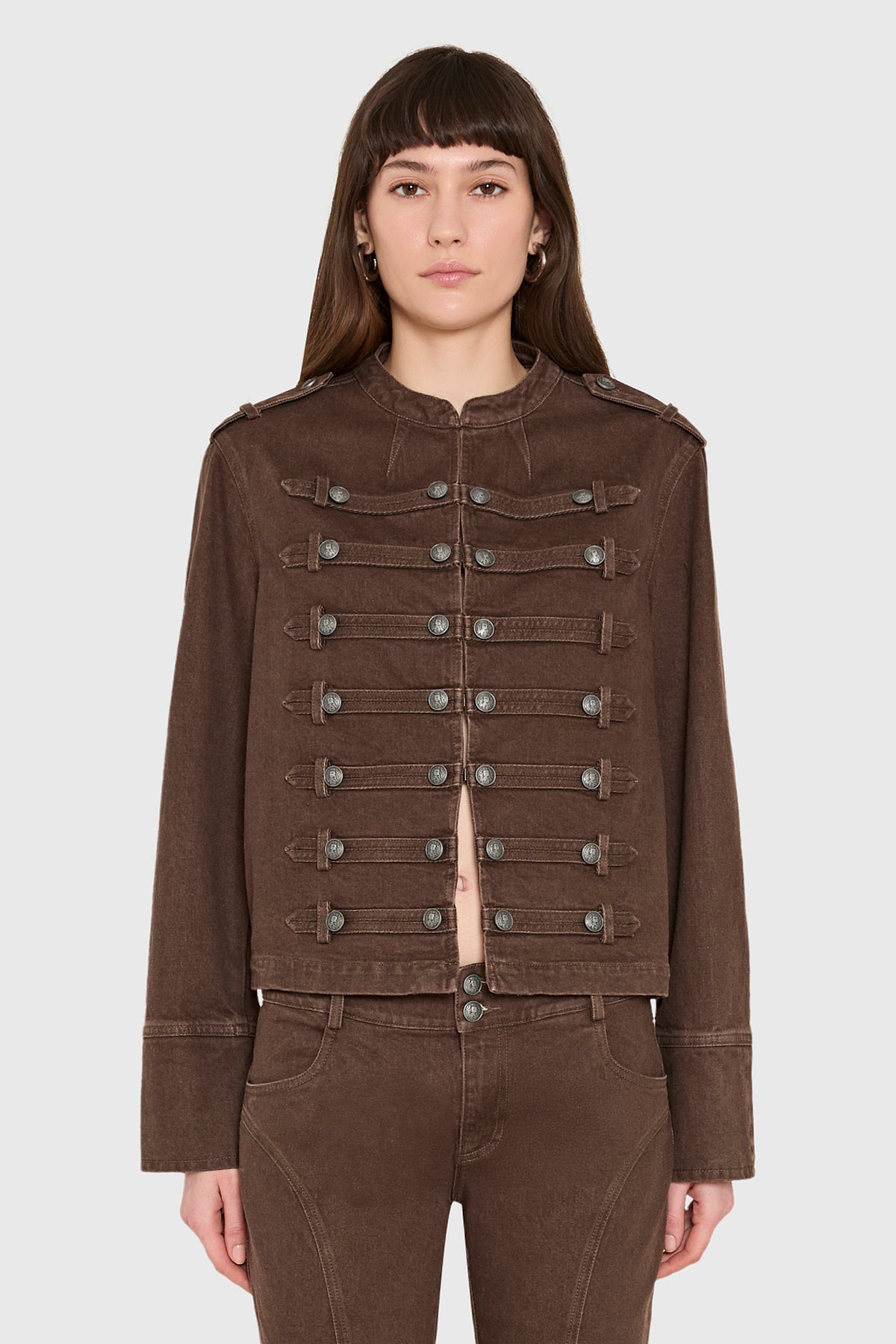 Emma Jacket  in Brown Denim