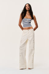 Dellah Floral Eyelet Jeans