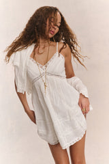 Docila Heritage Cotton Mini Dress - WHITE