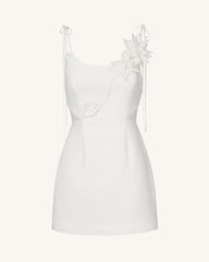 Floral Vine Tie Dress - White