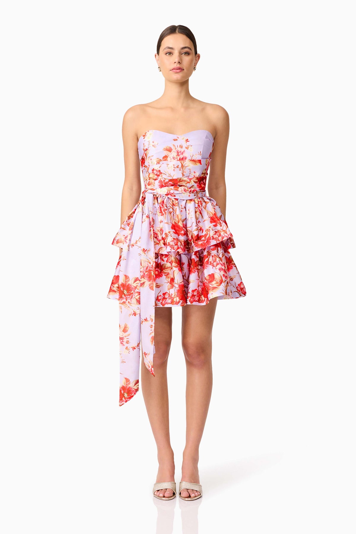 Elina Strapless Mini Dress in Purple