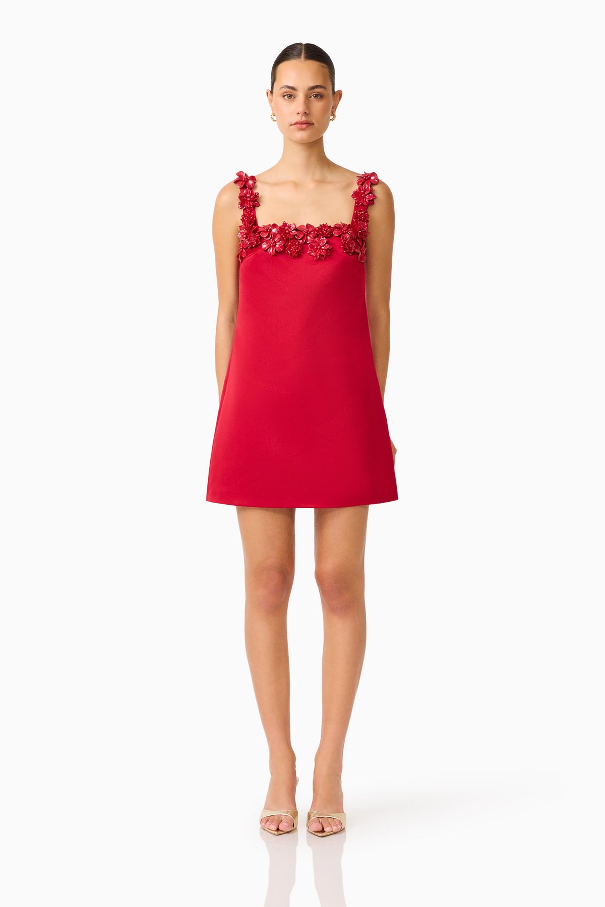 Lucetta Shift Mini Dress in Red