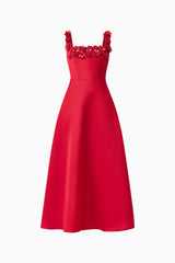 Lucetta Fit & Flare Midi Dress in Red