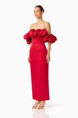 Lucetta Off Shoulder Gown in Red