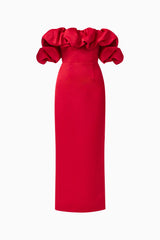 Lucetta Off Shoulder Gown in Red