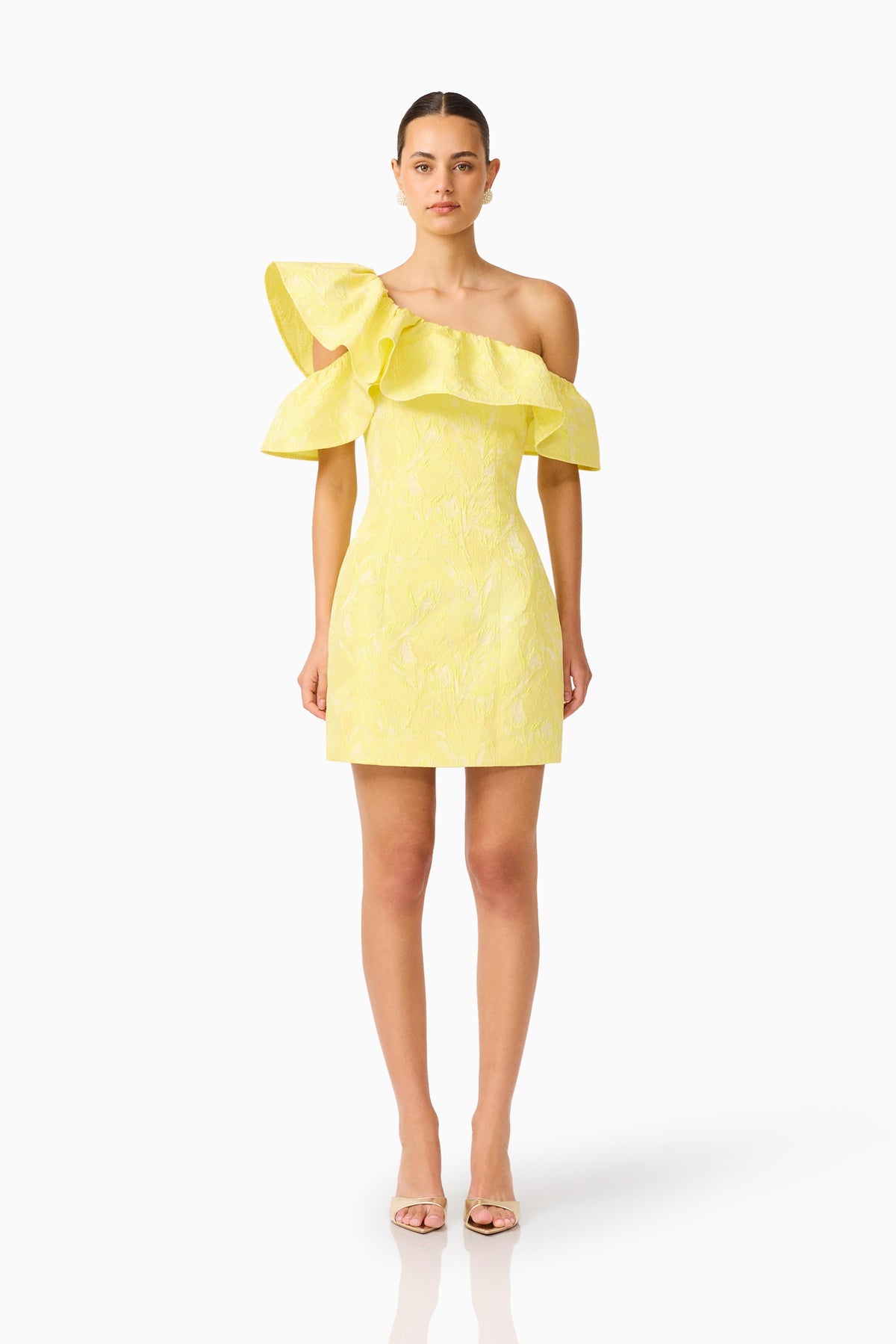 Luella One Shoulder Mini Dress in Yellow
