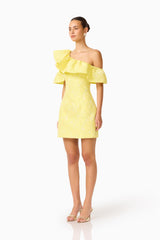 Luella One Shoulder Mini Dress in Yellow