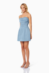 Coralie Cocktail Mini Dress in Blue