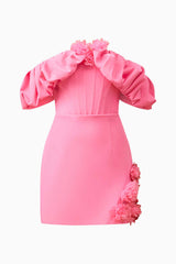 Klara Off The Shoulder Mini Dress in Pink