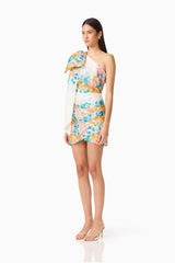 Clementina One Shoulder Mini Dress in Multi Floral