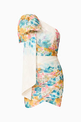 Clementina One Shoulder Mini Dress in Multi Floral