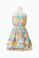 Clementina Halter Mini Dress in Multi Floral