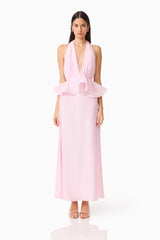 Fiorina Halter Neck Gown in Pale Pink
