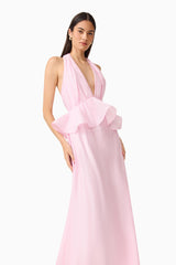 Fiorina Halter Neck Gown in Pale Pink