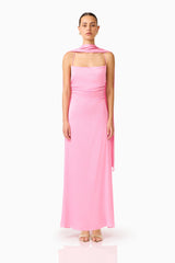 Calista Neck Scarf Gown in Pink
