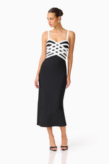 Ninette Coulum Midi Dress in Black & White