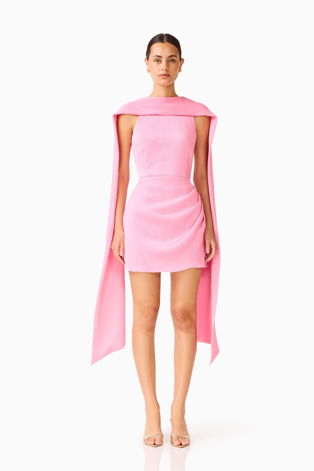 Calista Neck Scarf Mini Dress in Pink