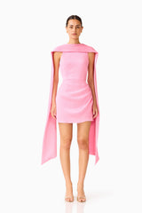 Calista Neck Scarf Mini Dress in Pink