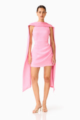 Calista Neck Scarf Mini Dress in Pink