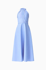 Floriana Halter Midi Dress in Cornflower Blue