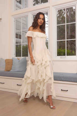Yvette Off Shoulder Gown in White