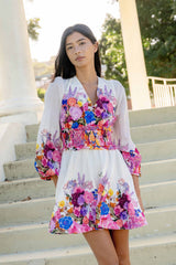 Alice Long Sleeve Mini Dress in Ombre Floral