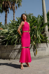 Naomi Halter Gown in Raspberry Pink