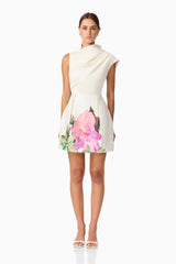 Azelie Asymmetrical Mini Dress in White