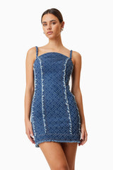 Cora Denim Mini Dress In Blue