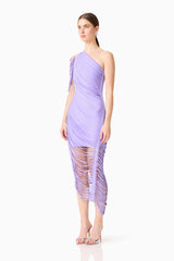 Alya Asymmetrical Midi Dress in Purple