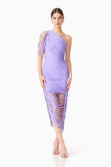 Alya Asymmetrical Midi Dress in Purple