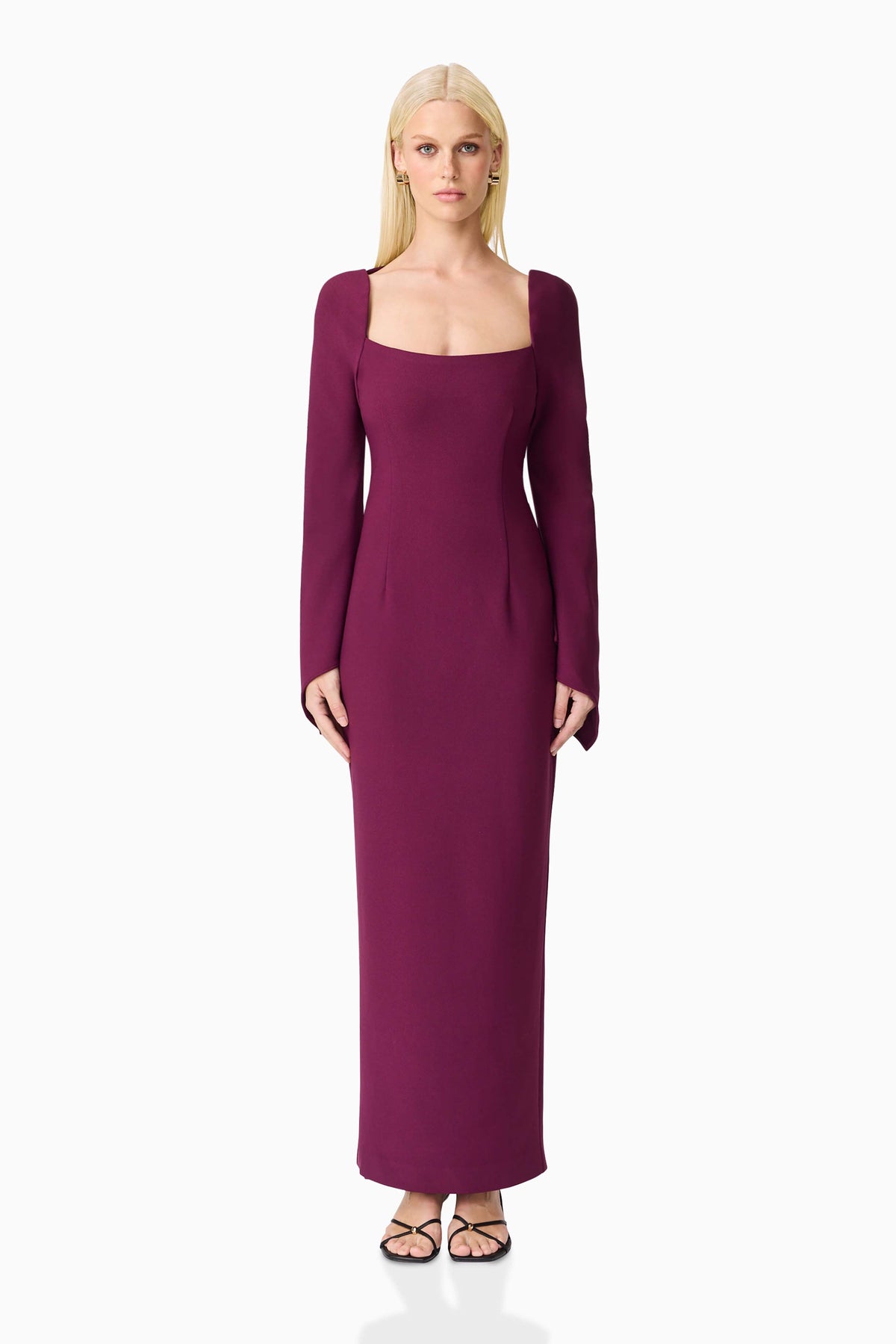 Theresa Long Sleeve Gown in Burgundy