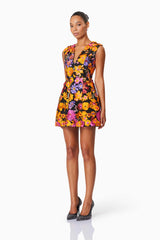 Alessandra Floral Mini Dress In Orange