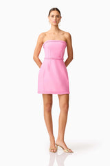 Coralene Strapless Mini Dress in Pink