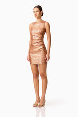Rhian Fitted Mini Dress in Orange