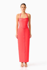 Coralene Halter Gown in Red