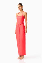Coralene Halter Gown in Red