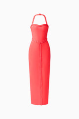 Coralene Halter Gown in Red