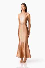Rhian Halter Gown in Orange